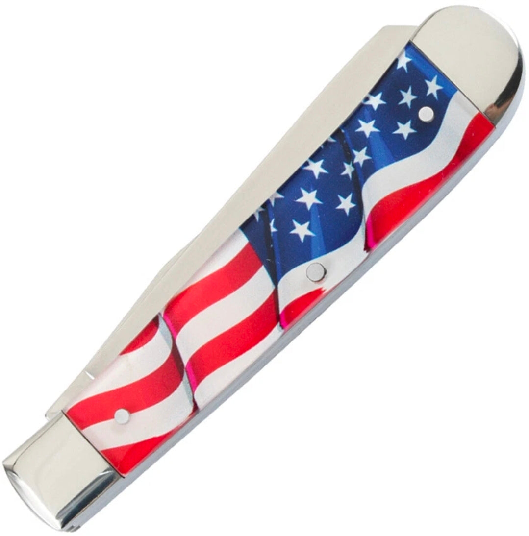 Elk Ridge 42452AF Trapper Knife American Flag Handles