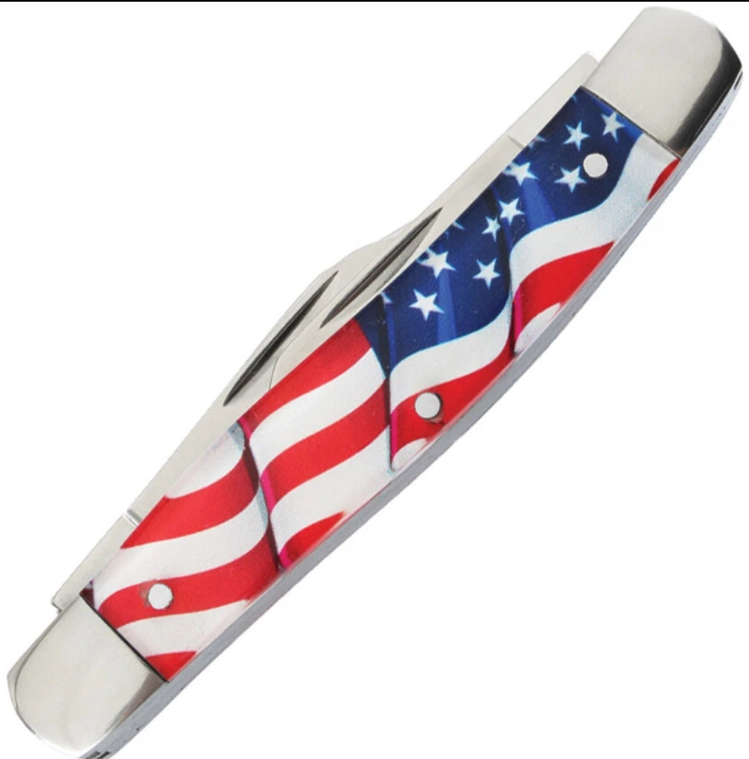 Elk Ridge 42453AF Stockman Knife American Flag Handles